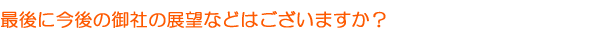 最後に今後の御社の展望などはございますか？
