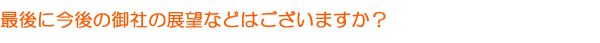 最後に今後の御社の展望などはございますか？